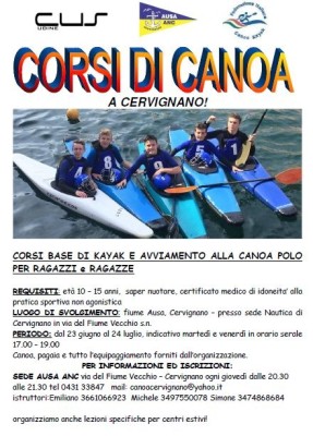 corsi canoa cervignano