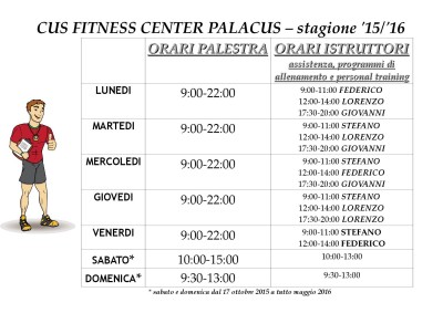 orari e personal training cfc palacus 1516